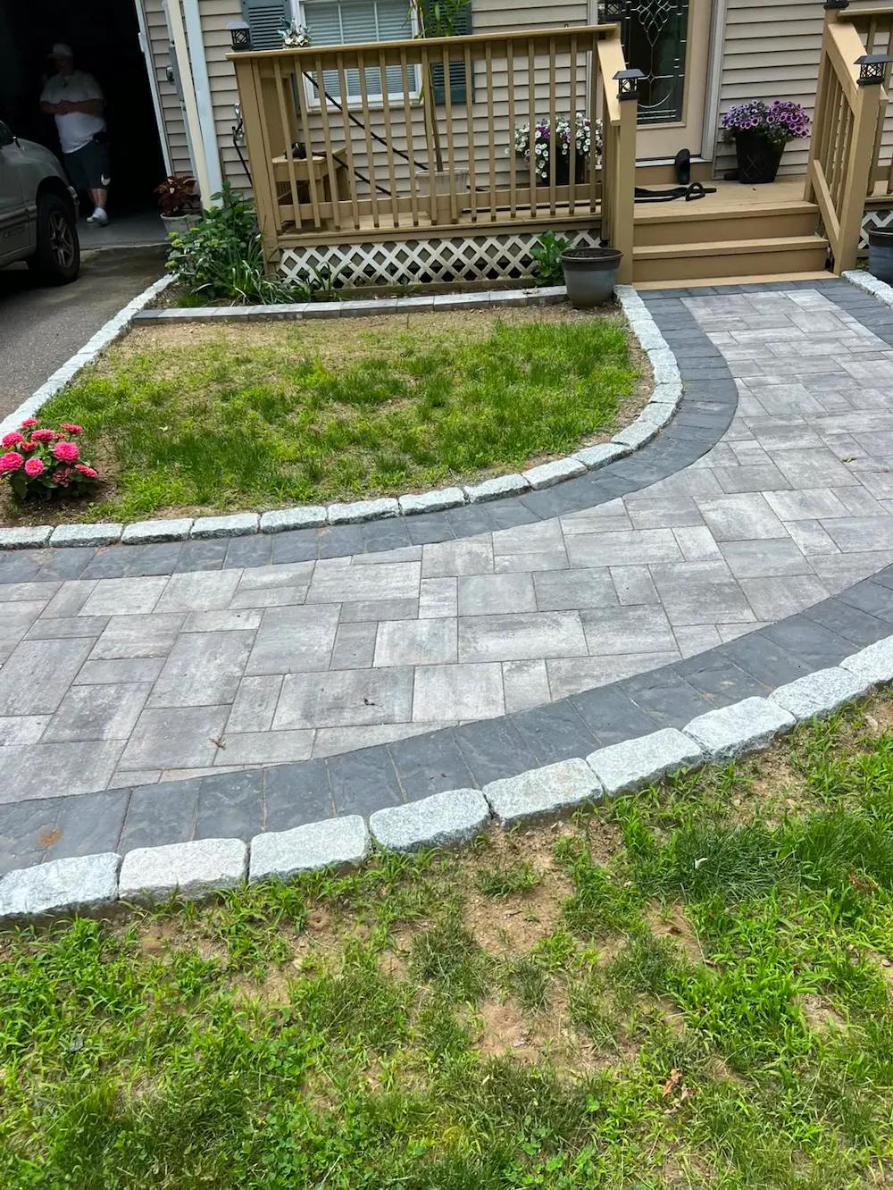 Curved Paver Walkway & Front Yard Transformation